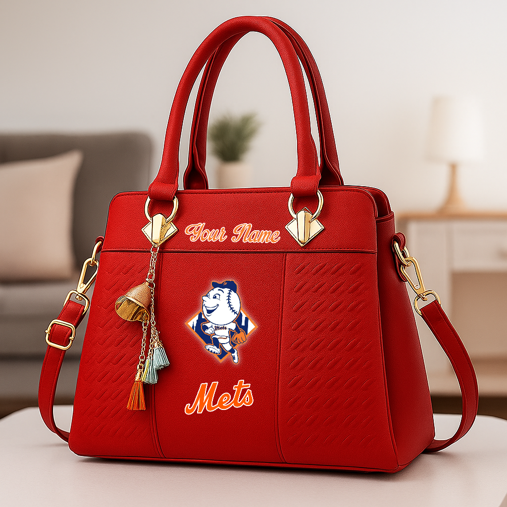 LIMITED EDITION - NEW CUSTOMIZED MLB17 NYM NEW YORK METS ZIP HANDBAG MULTICOLOR