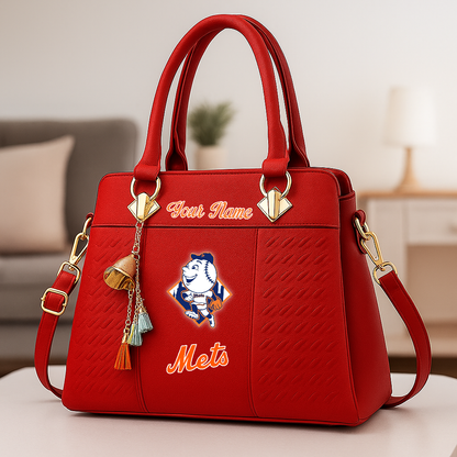 LIMITED EDITION - NEW CUSTOMIZED MLB17 NYM NEW YORK METS ZIP HANDBAG MULTICOLOR