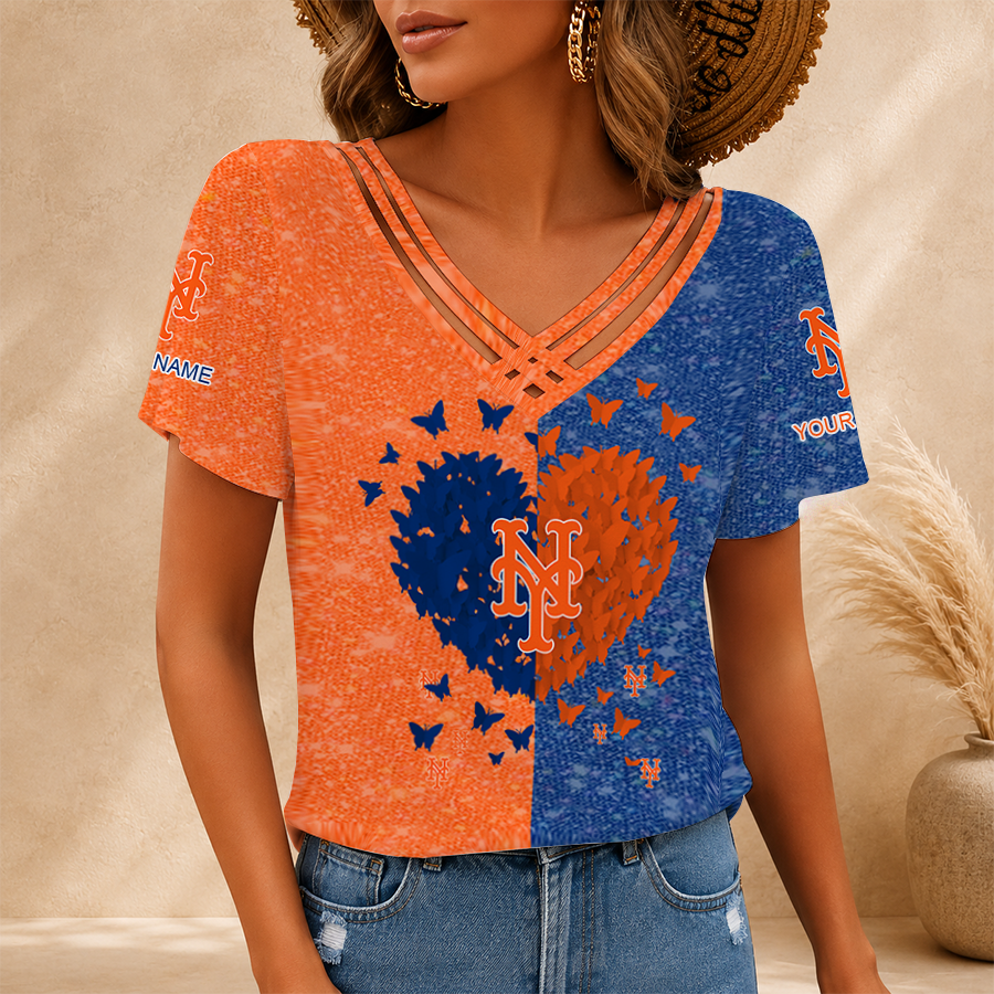 LIMITED EDITION - NEW CUSTOMIZED MLB17 NYM NEW YORK METS V-NECK SHIRT