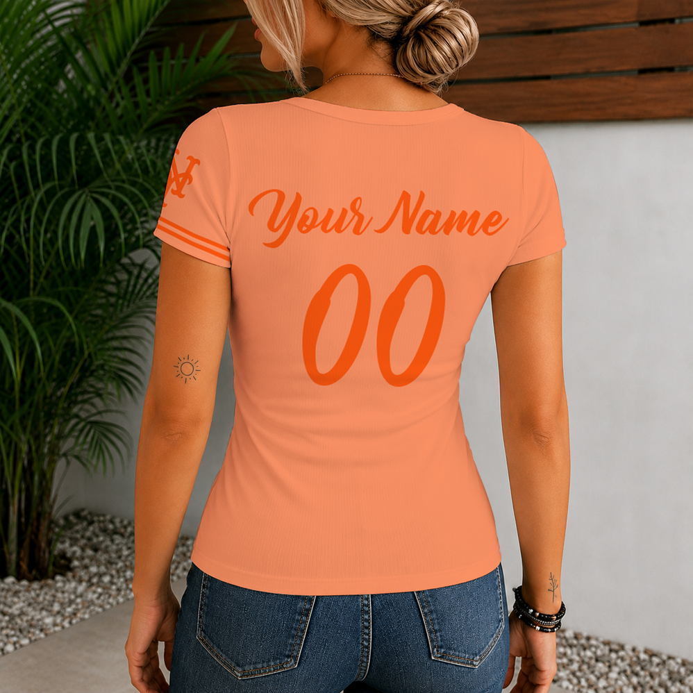 [FLASH SALE] NEW CUSTOMIZED MLB17 NYM NEW YORK METS WOMEN'S SHORT SLEEVE HENLEY T-SHIRT