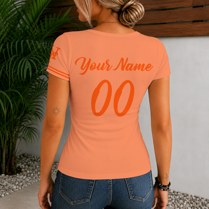 [FLASH SALE] NEW CUSTOMIZED MLB17 NYM NEW YORK METS WOMEN'S SHORT SLEEVE HENLEY T-SHIRT