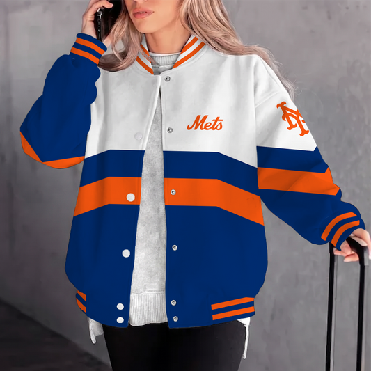 [FLASH SALE] NEW CUSTOMIZED MLB17 NYM NEW YORK METS SATIN VARSITY & BASEBALL JACKET