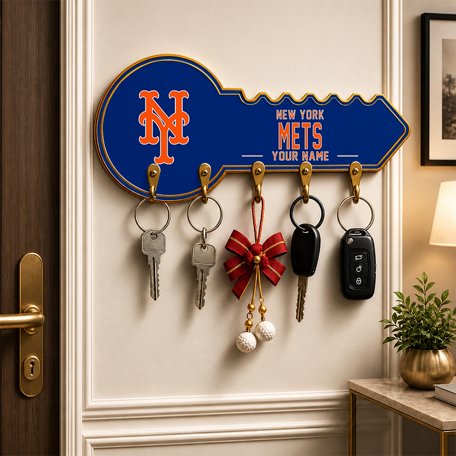 [FLASH SALE] NEW CUSTOMIZED MLB17 NYM NEW YORK METS WALL KEY HOLDER FOR HOME
