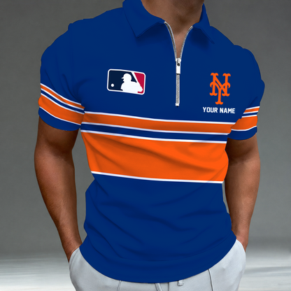 [FLASH SALE] NEW CUSTOMIZED MLB17 NYM NEW YORK METS ZIP POLO SHIRT