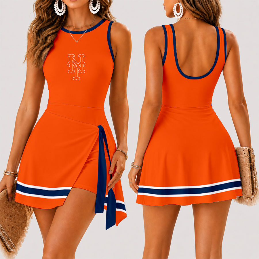 [FLASH SALE] NEW CUSTOMIZED MLB17 NYM NEW YORK METS WOMEN'S SUMMER SKORT DRESS