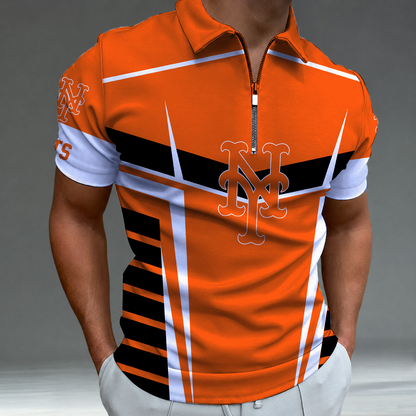 LIMITED EDITION - NEW CUSTOMIZED MLB17 NYM NEW YORK METS ZIP POLO SHIRT