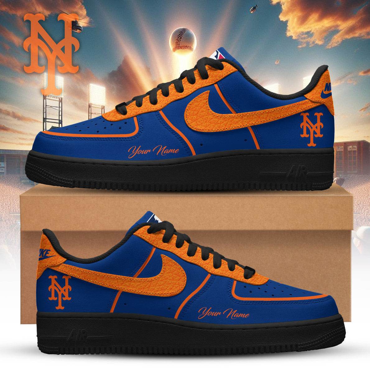 LIMITED EDITION - NEW CUSTOMIZED MLB17 NYM NEW YORK METS AF1 SNEAKERS