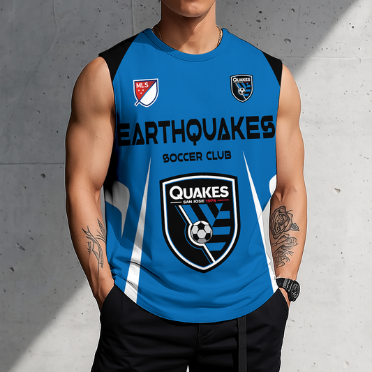 LIMITED EDITION - NEW CUSTOMIZED MLS17 SJE SJ EARTHQUAKES TANK TOP & GYM SHIRT