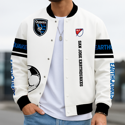 TOP SELLING - NEW CUSTOMIZED MLS17 SJE SJ EARTHQUAKES SATIN VARSITY & BASEBALL JACKET