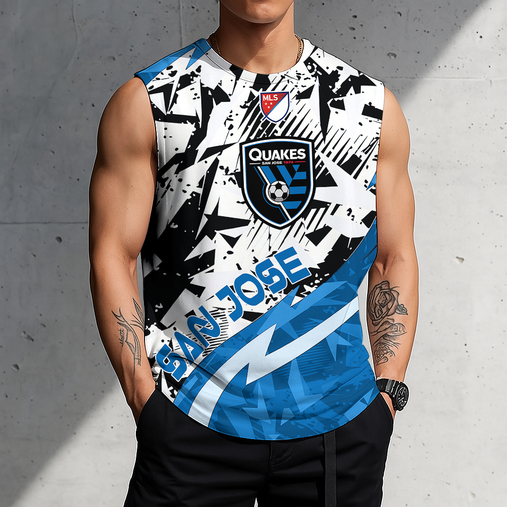 POPULAR NOW - NEW CUSTOMIZED MLS17 SJE SAN JOSE EARTHQUAKES TANK TOP & GYM SHIRT