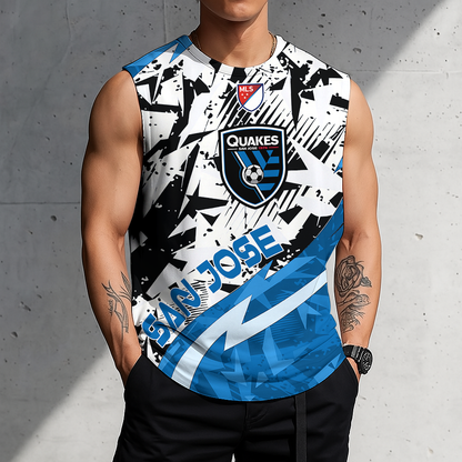 POPULAR NOW - NEW CUSTOMIZED MLS17 SJE SAN JOSE EARTHQUAKES TANK TOP & GYM SHIRT