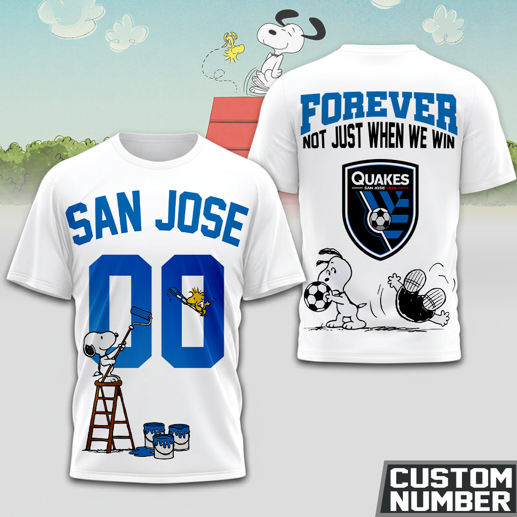 ENDING TODAY - NEW CUSTOMIZED MLS17 SJE SAN JOSE EARTHQUAKES x SNOOPY HOODIE, T-SHIRTS, ZIP HOODIE, SWEATSHIRTS & POLO