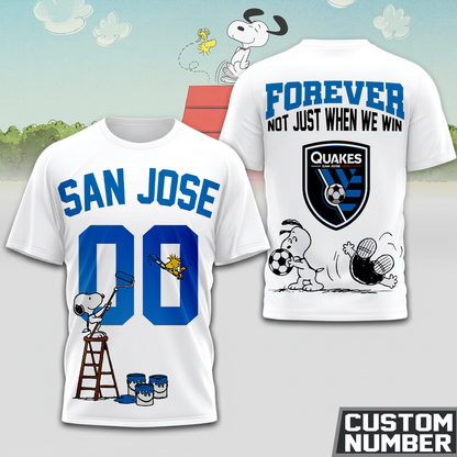 ENDING TODAY - NEW CUSTOMIZED MLS17 SJE SAN JOSE EARTHQUAKES x SNOOPY HOODIE, T-SHIRTS, ZIP HOODIE, SWEATSHIRTS & POLO