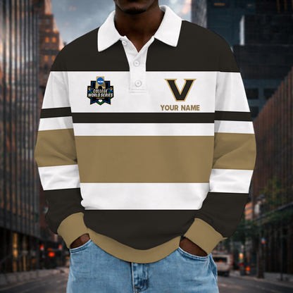 LIMITED EDITION - NEW CUSTOMIZED NCAA CWS17 VDC VANDERBILT COMMODORES UNISEX LONG SLEEVE POLO