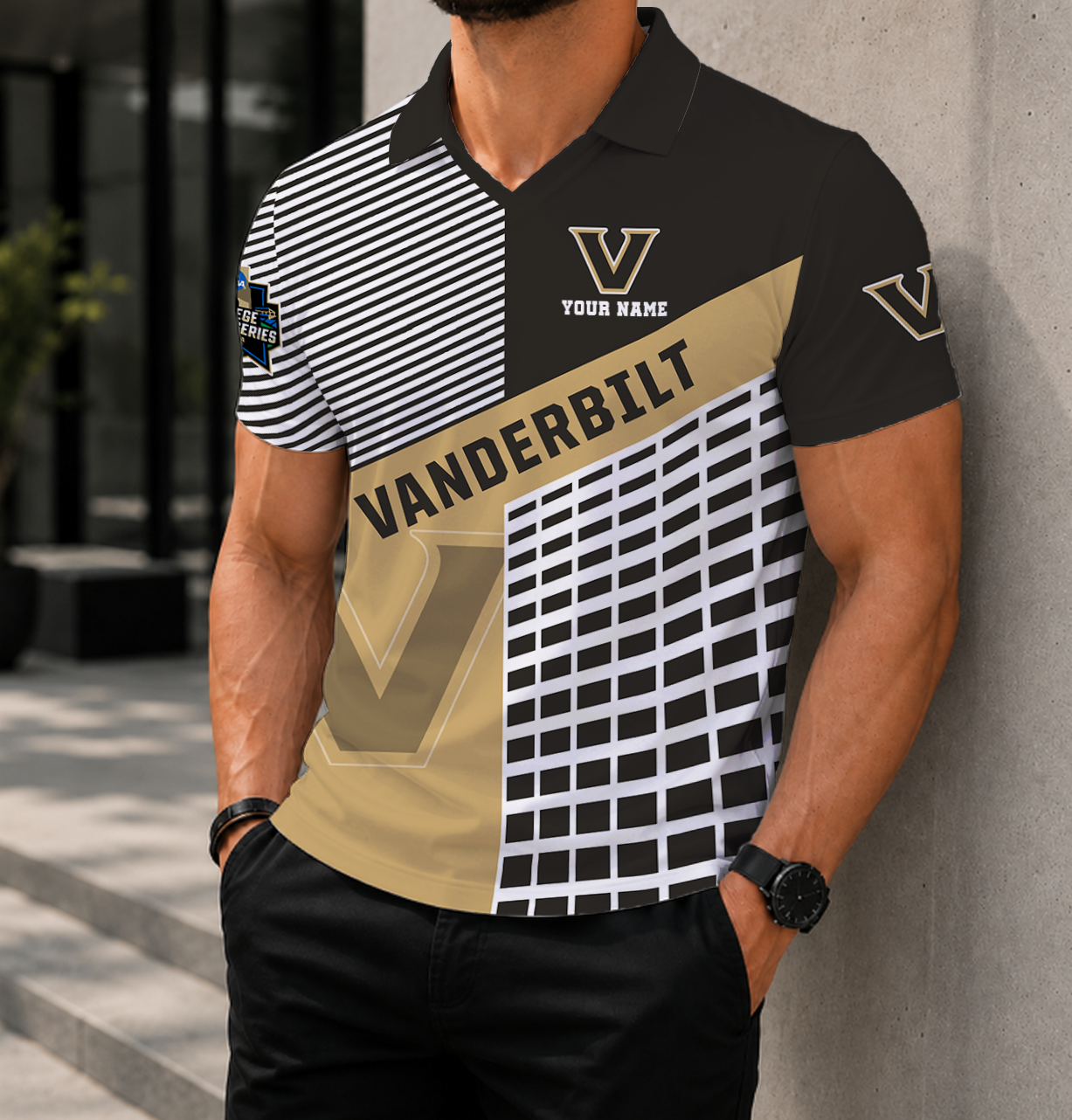 VIRAL EDITION - NEW CUSTOMIZED NCAA CWS17 VDC VANDERBILT COMMODORES POLO SHIRT