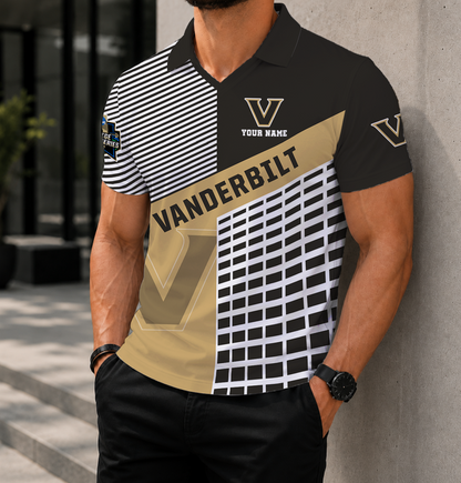 VIRAL EDITION - NEW CUSTOMIZED NCAA CWS17 VDC VANDERBILT COMMODORES POLO SHIRT