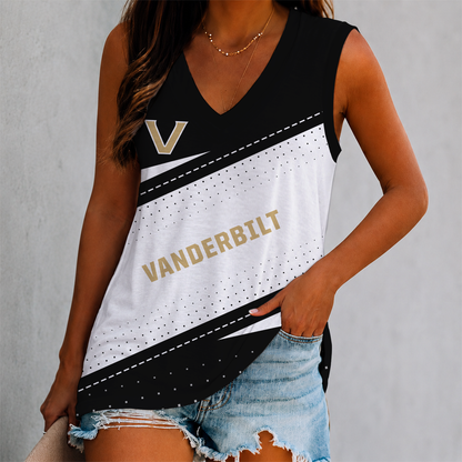 VIRAL EDITION - NEW CUSTOMIZED NCAA CWS17 VDC VANDERBILT COMMODORES WOMEN'S V-NECK TANK TOP