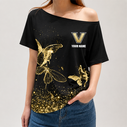 [FAN FAVORITE] NEW CUSTOMIZED NCAA CWS17 VDC VANDERBILT COMMODORES OFF-SHOULDER SHIRT