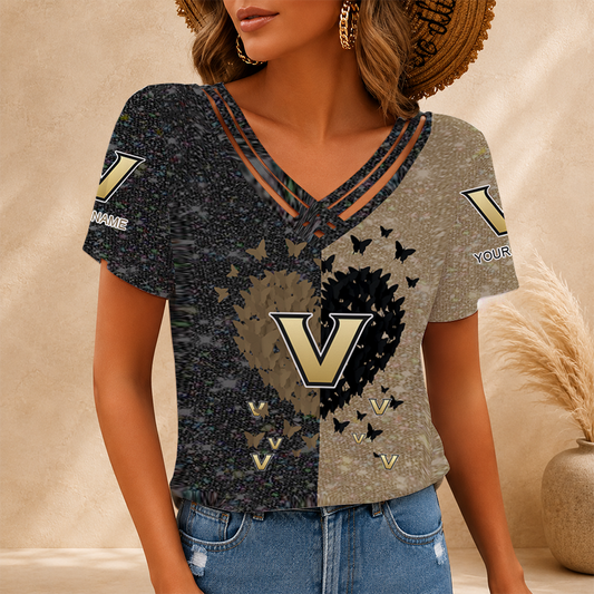 [FAN FAVORITE] NEW CUSTOMIZED NCAA CWS17 VDC VANDERBILT COMMODORES V-NECK SHIRT