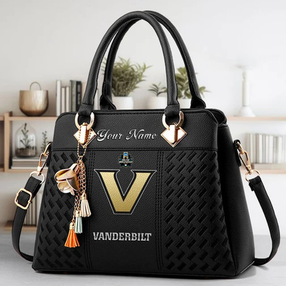 LIMITED EDITION - NEW CUSTOMIZED NCAA CWS17 VDC VANDERBILT COMMODORES ZIP HANDBAG MULTICOLOR