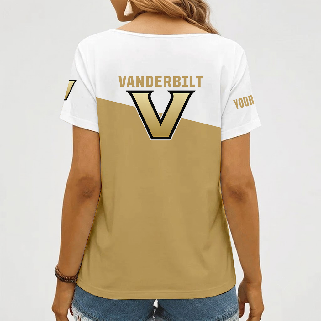 [FAN FAVORITE] NEW CUSTOMIZED NCAA CWS17 VDC VANDERBILT COMMODORES V-NECK FEMALE SHIRT