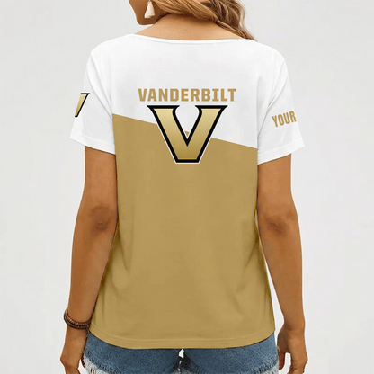 [FAN FAVORITE] NEW CUSTOMIZED NCAA CWS17 VDC VANDERBILT COMMODORES V-NECK FEMALE SHIRT