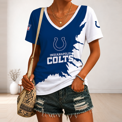 [SPECIAL OFFER] NEW CUSTOMIZED NFL17 IDC INDIANAPOLIS COLTS V-NECK FEMALE SHIRT