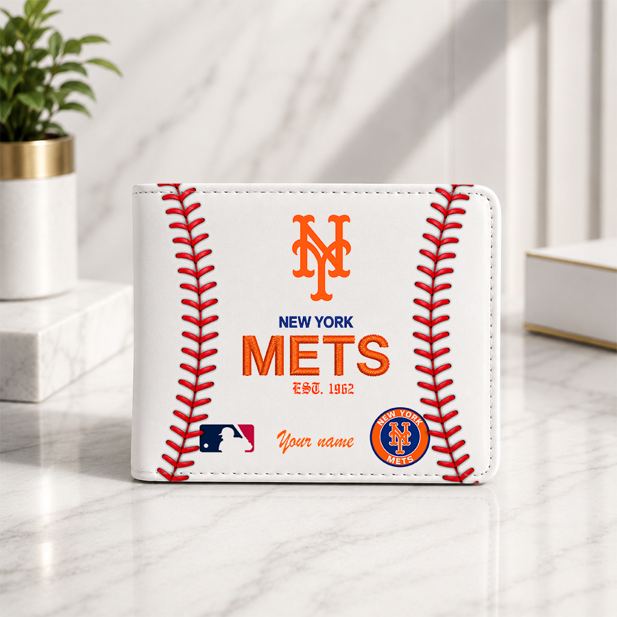 LIMITED EDITION - NEW CUSTOMIZED MLB17 NYM NEW YORK METS LEATHER WALLET