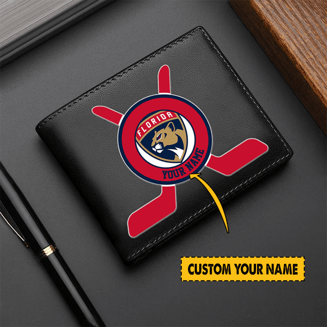 LIMITED EDITION - NEW CUSTOMIZED NHL01 FPT FLORIDA PANTHERS LEATHER WALLET