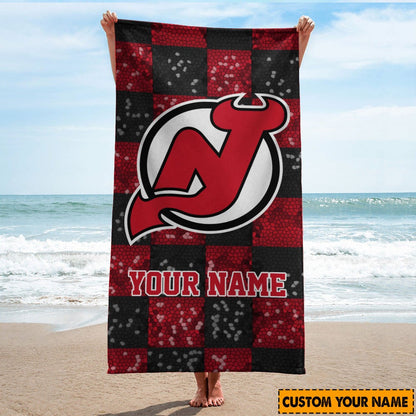LIMITED EDITION - NEW CUSTOMIZED NHL06 NJD NEW JERSEY DEVILS BEACH & BATH TOWEL
