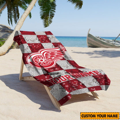 LIMITED EDITION - NEW CUSTOMIZED NHL22 DRW DETROIT RED WINGS BEACH & BATH TOWEL