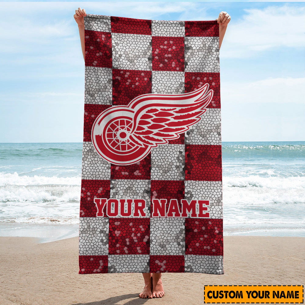 LIMITED EDITION - NEW CUSTOMIZED NHL22 DRW DETROIT RED WINGS BEACH & BATH TOWEL