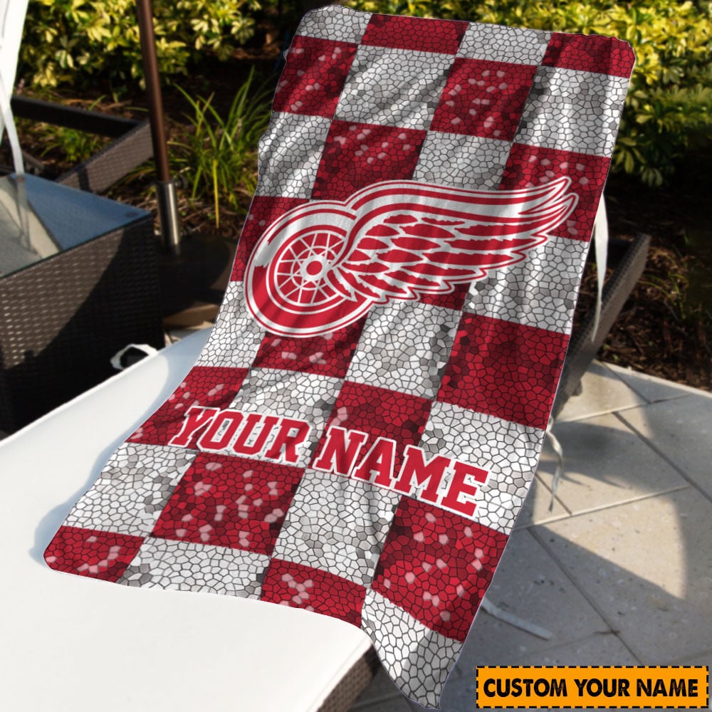 LIMITED EDITION - NEW CUSTOMIZED NHL22 DRW DETROIT RED WINGS BEACH & BATH TOWEL