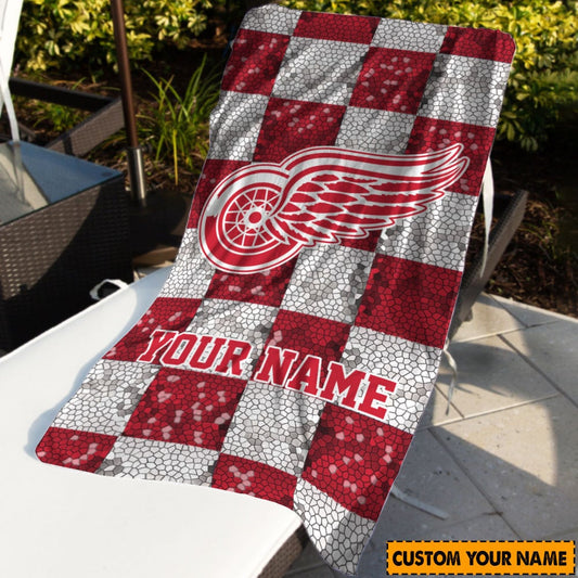 LIMITED EDITION - NEW CUSTOMIZED NHL22 DRW DETROIT RED WINGS BEACH & BATH TOWEL