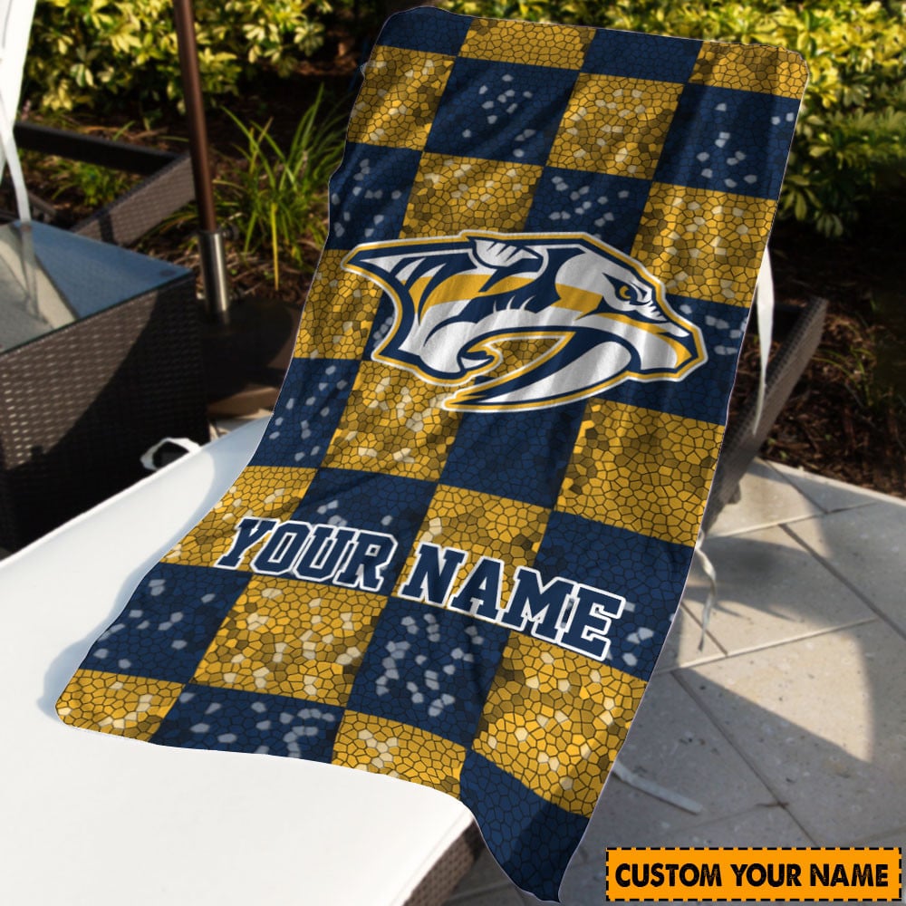 LIMITED EDITION - NEW CUSTOMIZED NHL31 NVP NASHVILLE PREDATORS BEACH & BATH TOWEL