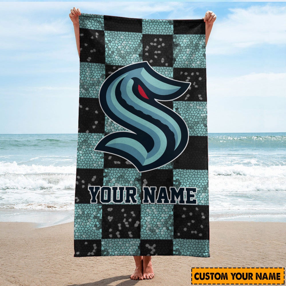 LIMITED EDITION - NEW CUSTOMIZED NHL20 STK SEATTLE KRAKEN BEACH & BATH TOWEL