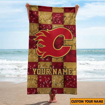 LIMITED EDITION - NEW CUSTOMIZED NHL17 CGF CALGARY FLAMES BEACH & BATH TOWEL
