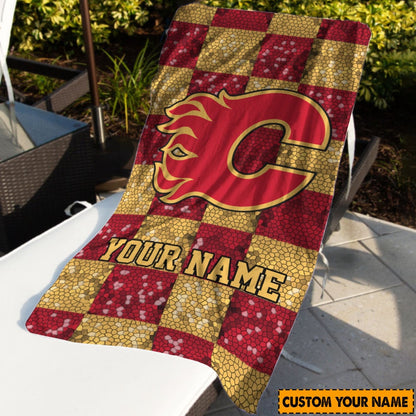 LIMITED EDITION - NEW CUSTOMIZED NHL17 CGF CALGARY FLAMES BEACH & BATH TOWEL