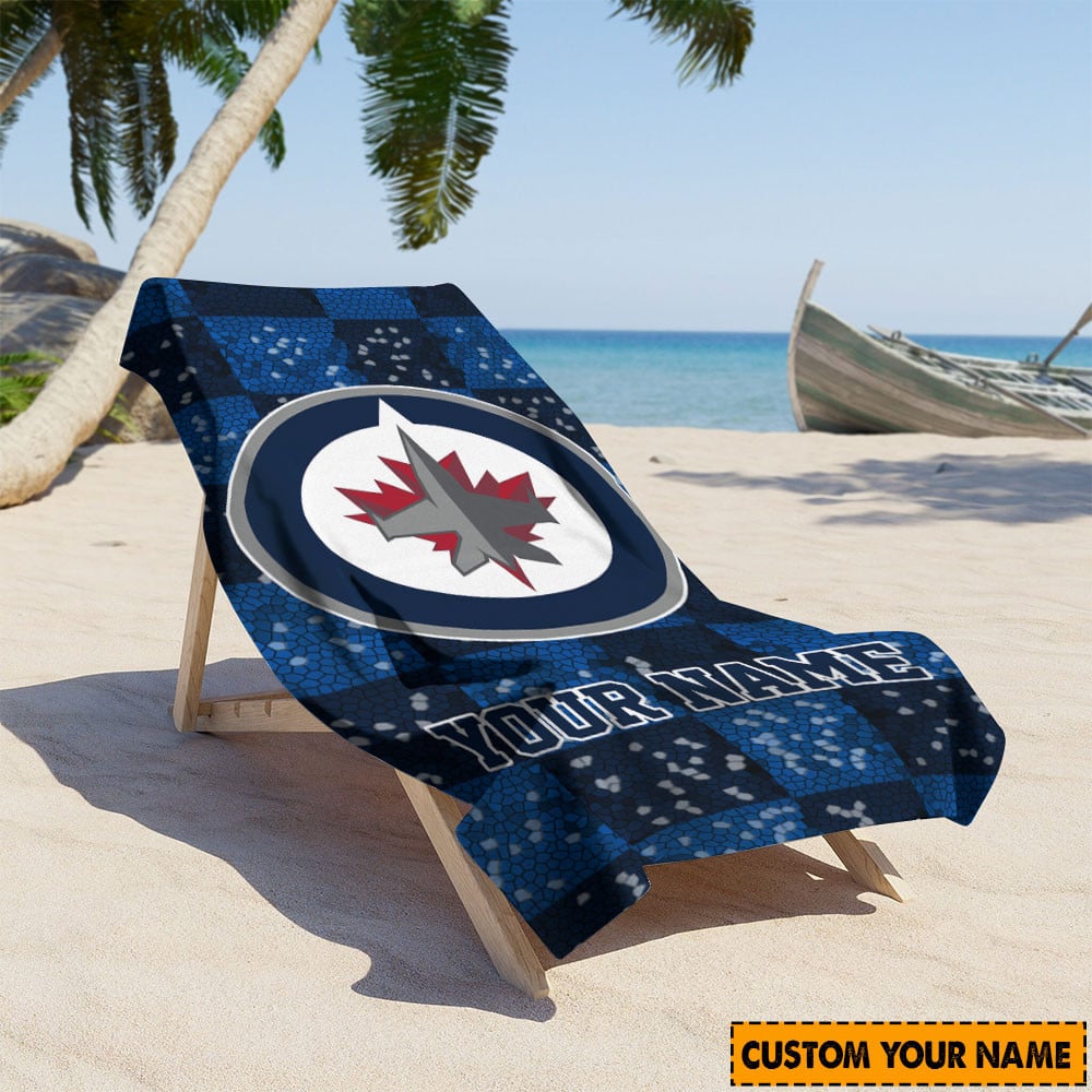 LIMITED EDITION - NEW CUSTOMIZED NHL21 WPJ WINNIPEG JETS BEACH & BATH TOWEL