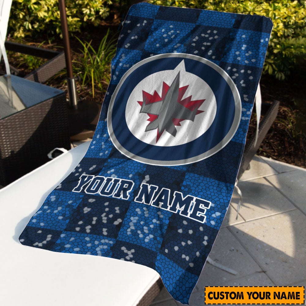LIMITED EDITION - NEW CUSTOMIZED NHL21 WPJ WINNIPEG JETS BEACH & BATH TOWEL
