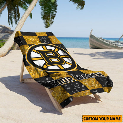 LIMITED EDITION - NEW CUSTOMIZED NHL02 BTB BOSTON BRUINS BEACH & BATH TOWEL