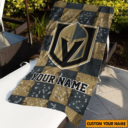 LIMITED EDITION - NEW CUSTOMIZED NHL04 VGK VEGAS GOLDEN KNIGHTS BEACH & BATH TOWEL