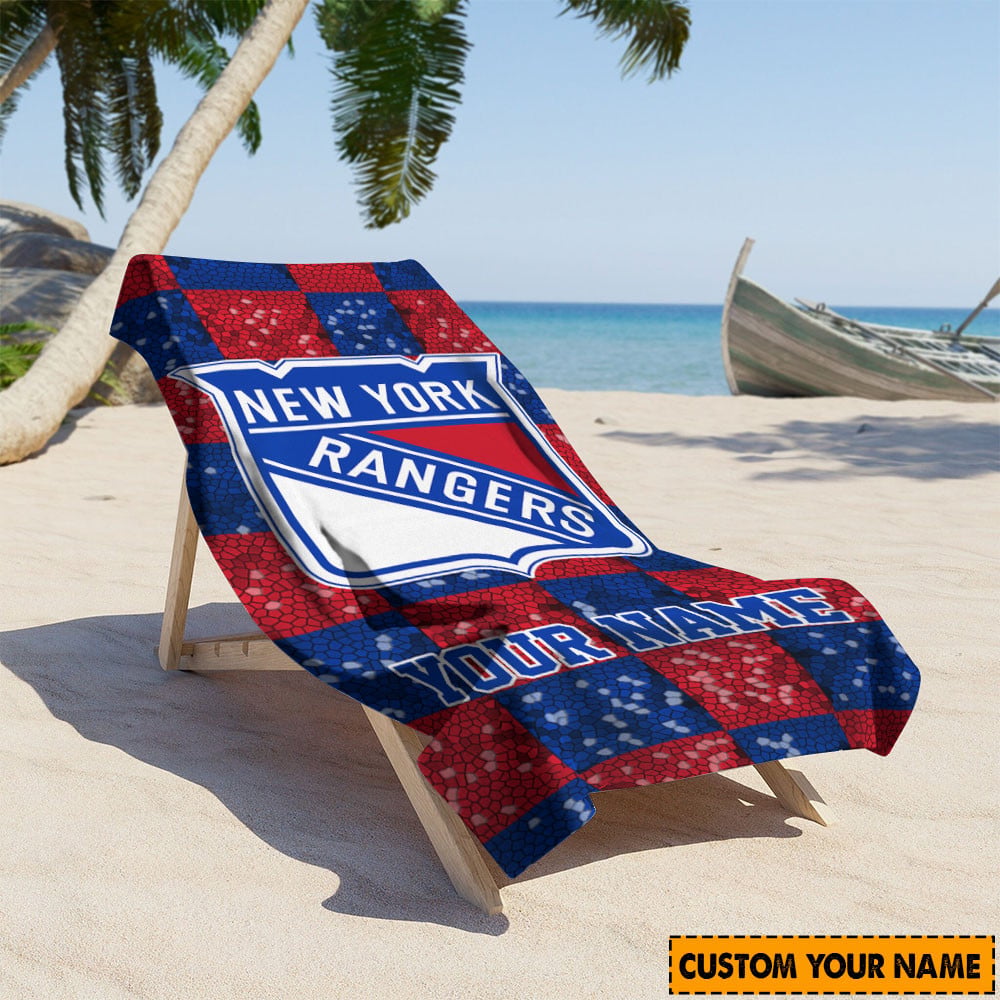 LIMITED EDITION - NEW CUSTOMIZED NHL24 NYR NEW YORK RANGERS BEACH & BATH TOWEL