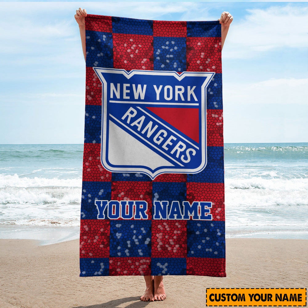 LIMITED EDITION - NEW CUSTOMIZED NHL24 NYR NEW YORK RANGERS BEACH & BATH TOWEL