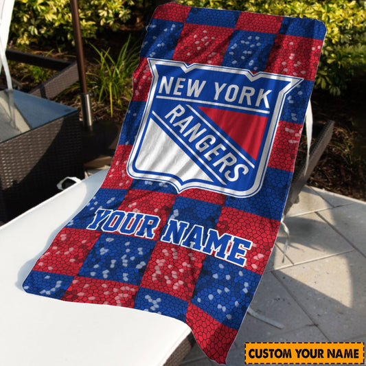 LIMITED EDITION - NEW CUSTOMIZED NHL24 NYR NEW YORK RANGERS BEACH & BATH TOWEL
