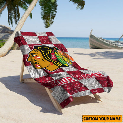 LIMITED EDITION - NEW CUSTOMIZED NHL08 CBH CHICAGO BLACKHAWKS BEACH & BATH TOWEL