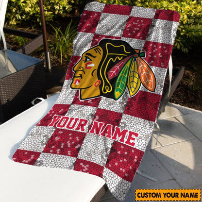 LIMITED EDITION - NEW CUSTOMIZED NHL08 CBH CHICAGO BLACKHAWKS BEACH & BATH TOWEL