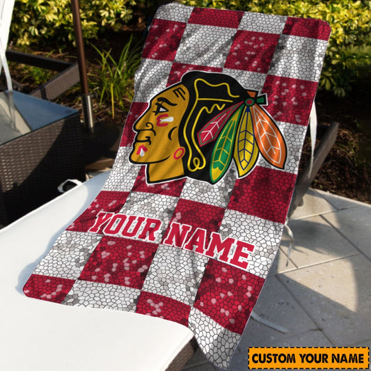 LIMITED EDITION - NEW CUSTOMIZED NHL08 CBH CHICAGO BLACKHAWKS BEACH & BATH TOWEL
