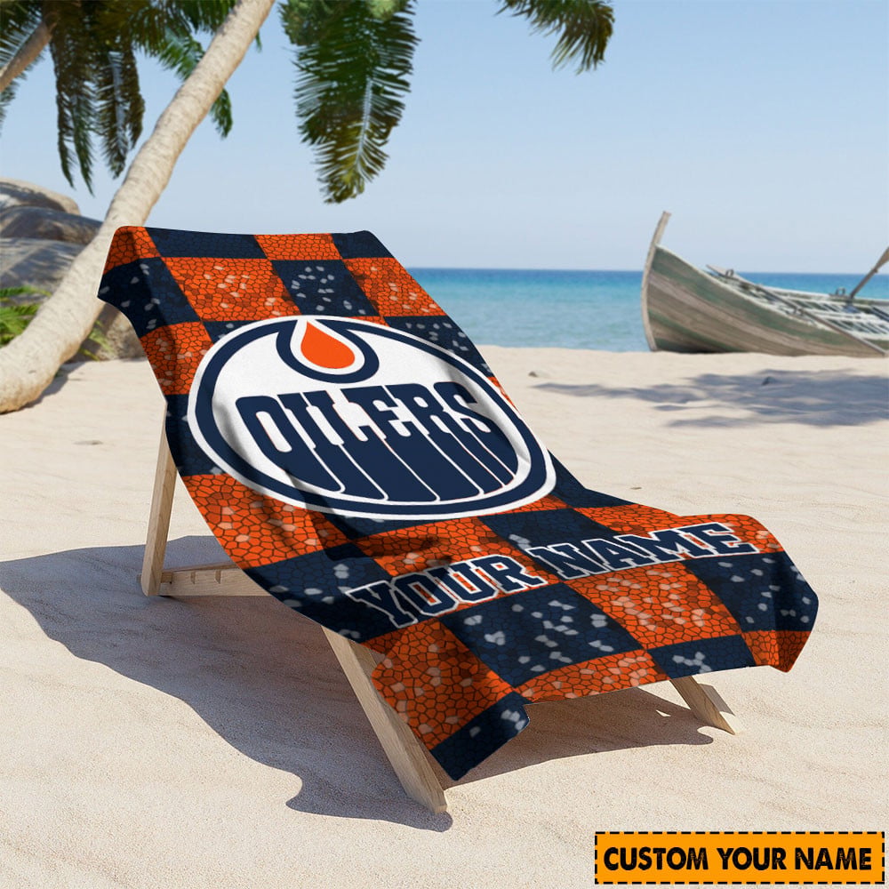 LIMITED EDITION - NEW CUSTOMIZED NHL03 EMO EDMONTON OILERS BEACH & BATH TOWEL