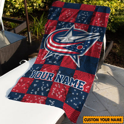 LIMITED EDITION - NEW CUSTOMIZED NHL18 CBJ COLUMBUS BLUE JACKETS BEACH & BATH TOWEL